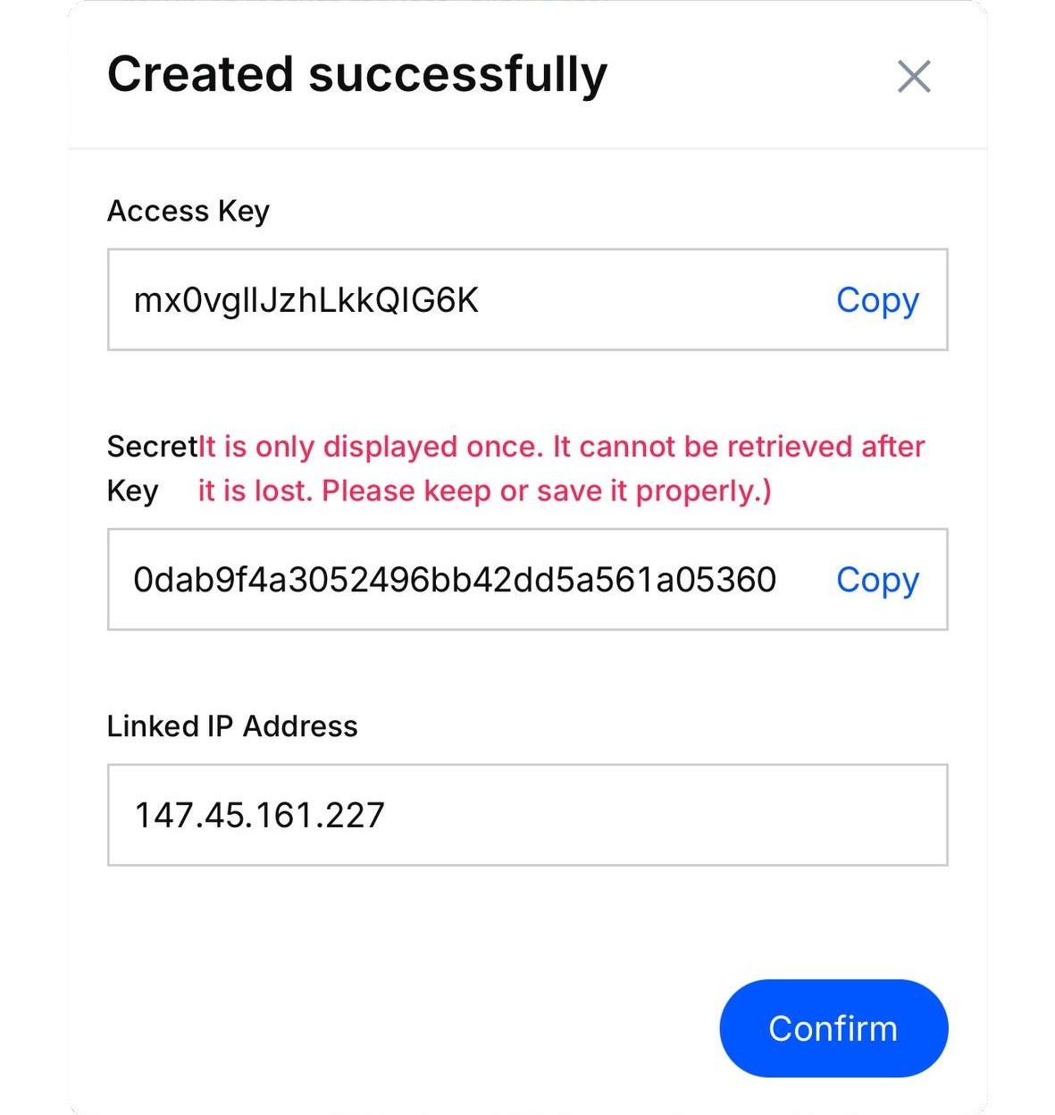 MEXC API setup example